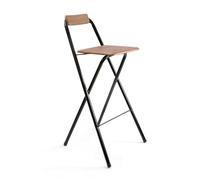 THE SECRET HOME - Pack de 1,2 y 4 Taburetes Altos con Respaldo- Asiento Plegable de Metal y Madera - Ideal para Cocina (1, Madera Oscura/Negro, 49x97x47cm)