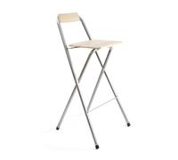 THE SECRET HOME - Pack de 1,2 y 4 Taburetes Altos con Respaldo- Asiento Plegable de Metal y Madera - Ideal para Cocina (1, Madera Clara/Plateado, 49x97x47cm)