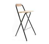THE SECRET HOME - Pack de 1,2 y 4 Taburetes Altos con Respaldo- Asiento Plegable de Metal y Madera - Ideal para Cocina (1, Madera Natural/Negro, 49x97x47cm)