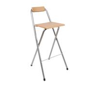 The Secret Home - Pack de 1,2 y 4 Taburetes Altos con Respaldo en Metal y Madera - Varios Modelos - Asiento Plegable de Metal y Madera - Ideal para Cocina Natural wood/silver