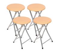 THE SECRET HOME - Pack de 4 Taburetes Plegables de Madera - 30x45cm - Estructura Metálica - Ideal para Cocina, Terraza o Jardín (Madera Natural - Pack de 4)