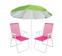THE SECRET HOME - Pack de Sombrilla y Dos Sillas de Playa Plegables - Set Ideal para Playa y Piscina - Sombrilla y Sillas con Armazón de Aluminio y Revestimiento de Tela (Set 35)