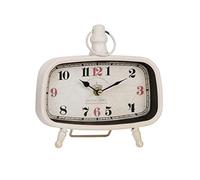 THE SECRET HOME - Reloj Decorativo Analógico de Sobremesa en Metal - Decoración Vintage para el Hogar - Ideal para Recibidor, Salón, Dormitorio - Modelo 11 - Blanco - 22 x 20 x 6 cm