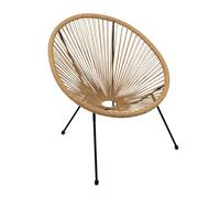 THE SECRET HOME - Silla Acapulco en Ratán para Jardín - Silla de Acero - Asiento de Exterior para Balcón, Terraza y Jardín (Natural)