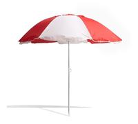 THE SECRET HOME Sombrilla de Playa con Protección UV 50+ - Ø180 cm - Color Rojo y Blanco - Parasol Inclinable de Poliéster y Metal - Incluye Bolsa de Transporte - Ideal para Viajes y Camping