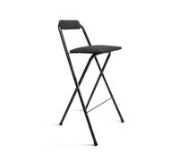THE SECRET HOME - Taburete Alto con Respaldo Plegable de Metal y Madera - Pack de 1, 2 y 4 Unidades - Ideal para Cocina y Barra - Poliéster Negro