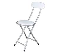 The Secret Home Taburete Plegable de Cocina - Silla Plegable de Metal - Asiento y Respaldo Acolchado - Interior y Exterior - Alto 72 Cm - Ø30 Cm - Varios Colores White