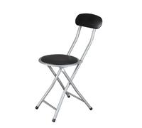 The Secret Home Taburete Plegable de Cocina - Silla Plegable de Metal - Asiento y Respaldo Acolchado - Interior y Exterior - Alto 72 Cm - Ø30 Cm - Varios Colores Black