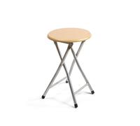 The Secret Home - Taburete Plegable de Madera Estructura Metálica - 30x45cm - Ideal para Cocina, Terraza o Jardín - Color Natural - Diseño Moderno