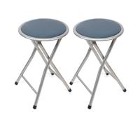 THE SECRET HOME - Taburete Plegable de Metal - Pack 1 y 2 - Acolchado - Ideal Cocina Gray - 2 pcs.