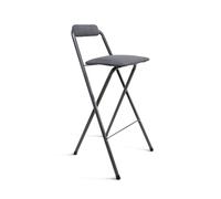 THE SECRET HOME - Taburetes Altos con Respaldo - Asiento Plegable de Metal y Madera - Pack de 1, 2 y 4 - Ideal para Cocina - Poliéster Gris