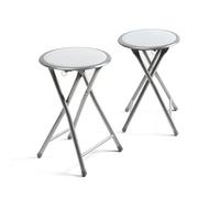 THE SECRET HOME Taburetes Plegables de Aluminio - Silla de Metal y Asiento Acolchado - Ideal para Cocina, Terraza, Cámping, Oficina - Diámetro 30 x Alto 45 cm - Blanco - 2 Unidades