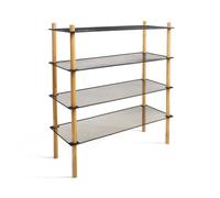 THE SECRET HOME - Zapatero de Bambú y Metal Negro Lior 4 Niveles ─ Organizador de Zapatos con Rejilla Metálica, Estantería Decorativa para Recibidor, Dormitorio y Vestidor