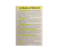 The Ten Rules of Ikigai Wall-Art - Philosophy for Life Purpose and Mindfulness Decor(Unframed,12x18inch(30x45cm))