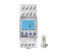 Theben 1110130 LUNA 111 top3 AL interruptor crepuscular 1 canal digital | incl. sensor de luz de superficie, 1-99000 lx, 0-59 min, 600 W LED, entrada externa, modo permanente