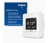 Theben 8119200 Ramses 811 top3 cronotermostato Digital a Pilas | termostato ambiental, manejo en aparato/app, Bluetooth BLE, pantalla, 3 programas semanales, duración de pulso, eco
