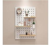 THEGA Estantería De Almacenamiento De Madera Maciza con Ganchos, Kit Organizador De Pared Modular con Panel Perforado, para Garaje, Oficina, Taller De Manualidades(White,40x60cm)