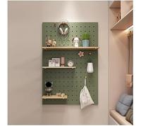 THEGA Estantería De Almacenamiento De Madera Maciza con Ganchos, Kit Organizador De Pared Modular con Panel Perforado, para Garaje, Oficina, Taller De Manualidades(Green,80x60cm)