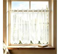 Theiuaoqwe Visillos Cortos para Ventanas 2 Unidades，Cortinas Cortas 140×90cm con Borde Ondulado Jacquard，Cortina Cocina Translúcida，Elegantes Visillos Cocina para Ventanas Pequeñas，Cocina y Comedor