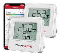 ThermoPro TempPro TP357 260FT Bluetooth Higrómetro, con monitor remoto de temperatura y humedad y APP inteligente, medidor de sensor de temperatura y humedad con registros máximos y mínimos, 2 piezas