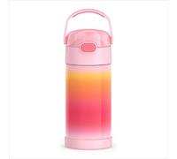 THERMOS FUNTAINER - Botella de agua con pajilla, 12 onzas, botella de agua de acero inoxidable aislada al vacío para niños, con tapa, color rosa degradado