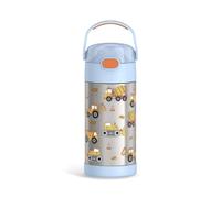 THERMOS FUNTAINER - Botella de agua con pajilla, 12 onzas, botella de agua de acero inoxidable aislada al vacío para niños, con tapa, diseño de construcción