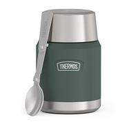 Thermos ICON Food Jar 0,47 l, verde mate/bosque, 470 ml, doble pared, acero inoxidable 18/8, mantiene el calor y el frío, con cuchara plegable, base antideslizante, totalmente hermética