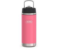 THERMOS ICON SERIES Botella de agua de acero inoxidable para niños con popote giratorio, 18 onzas, rosa intenso