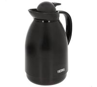 THERMOS Jarra Termo, 1 litro, Negro, 17x14x26 cm, Asa ergonómica, Aislamiento Doble, Rendimiento térmico 20 Horas Calor, 24 Horas frío, Jarrita Leche, Termos café (63212)