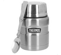 Thermos Termo Acero Inoxidable, Plata Metalizado, 470 ml, 9x9x15 cm, Incluye Cuchara, Doble Aislamiento, Rendimiento térmico 9h Calor y 14h frío, Termos para Comida Caliente (63225)