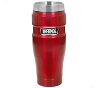 THERMOS Termo acero inoxidable, Rojo, 470 ml, Medidas 8x8x20 cm, Doble aislamiento, Rendimiento térmico 7h calor y 18h frío, Vasos térmicos para café, Botella térmica (63220)