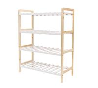thesecrethome.es Estantería Zapatero de Madera - Estantería Multiusos con Baldas - Organizador para Entrada, Pasillo, Baño - Alto. 69 cm x Largo. 55 cm x Profundo. 25 cm (4 Baldas - Natural/Blanco)