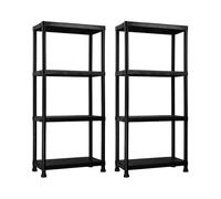 THINIA HOME 7H Seven House - Pack 2 Estanterías Almacenaje, Polipropileno PP, Multiusos, Hogar, Trastero, Domitorio y Cocina, 4 Baldas, Carga Máxima 100Kg, 61x31x131cm (Largo x Ancho x Alto), Negro