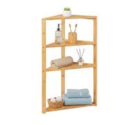 THINIA HOME - Estantería Esquinera de Bambú Natural con 3 Estantes, Mueble Auxiliar para Baño, Cocina, Salón U Oficina, Estilo Nórdico, 36.6x33.5x80 cm