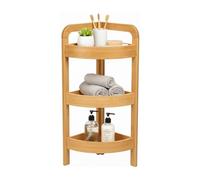 THINIA HOME - Estantería Esquinera de Bambú Natural, Mueble Auxiliar de Baño con 3 Niveles de Almacenaje, Rinconera Compacta, Estilo Nórdico, 23x23x61 cm