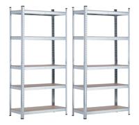 Thinia Home Pack 2 Estanterías Modulares Galvanizadas con 5 Baldas Ajustables 180x90x40cm 875Kg Thinia Home