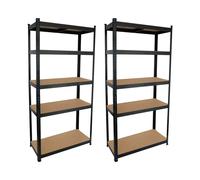 THINIA HOME - Estantería Modular Almacenaje (Pack 2), Acero y MDF Antihumedad, Hogar, Trastero, Garaje, 5 Baldas Ajustables, Carga Máxima 875Kg, 90x40x180cm (largo x ancho x alto)