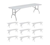 Thinia Home MegaPack 10 Mesas Plegables Rectangulares para Catering Blanco 240x74cm Thinia Home