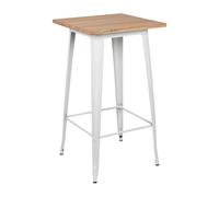 THINIA HOME Mesa Alta Industrial Cuadrada de Madera y Acero 60x60x105cm