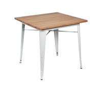 Thinia Home Mesa de Comedor Industrial Cuadrada de Madera y Acero 80x80x76cm Thinia Home