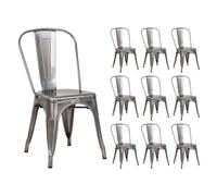 Thinia Home Pack 10 Sillas Apilables Industriales de Acero 45x45x85cm Thinia Home