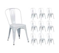 Thinia Home Pack 10 Sillas Apilables Industriales de Acero 45x45x85cm Thinia Home