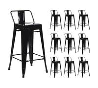 THINIA HOME Pack 10 Taburetes Altos Industriales Apilables de Acero 41x41x85cm