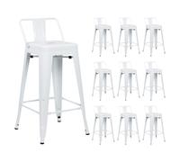 THINIA HOME Pack 10 Taburetes Altos Industriales Apilables de Acero 41x41x85cm