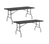 THINIA HOME Pack 2 Mesas Plegables Portátiles Rectangulares de 180 cm Mesa Multiusos: Camping, Eventos en Espacios Exteriores o Interiores | Mesa Resina y Patas Acero | 4-6 Personas