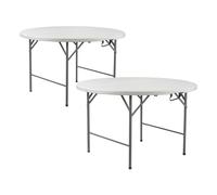 Thinia Home Pack 2 Mesas Plegables Redondas para Catering Efecto Granito 150x74cm Thinia Home