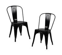Thinia Home Pack 2 Sillas Apilables Industriales de Acero 45x45x85cm Thinia Home