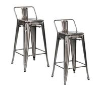 THINIA HOME Pack 2 Taburetes Altos Industriales Apilables de Acero 41x41x85cm