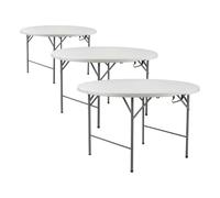 Pack 3 mesas plegables redondas para catering efecto granito 150x74cm thinia home