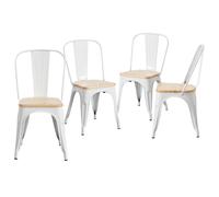 Thinia Home Pack 4 Sillas Industriales Strong con Asiento de Madera 45x54x85cm Thinia Home
